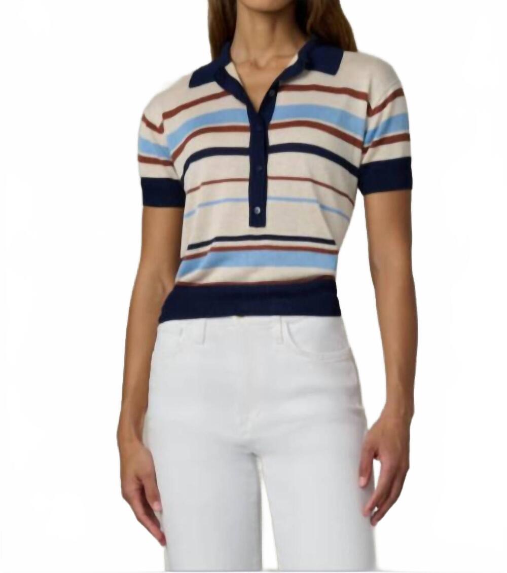 NEW JOE'S JEANS stella polo in oatmeal azure multi